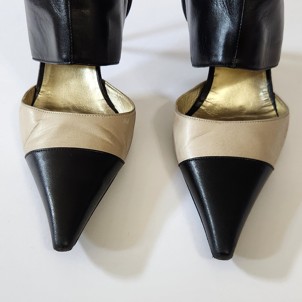 CHANEL Black‎ and Cream Heeled Boots - Picture 9 of 16